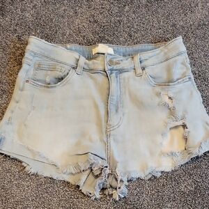 H&M Light Blue Ripped Jean Shorts